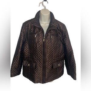 White Stag Brown Quilted Zip Up and Drawstring Waist Jacket Size L 12/14
